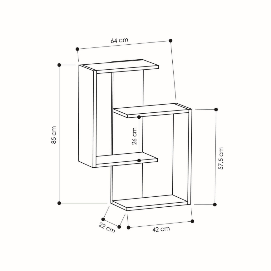 Wall shelf PARANOID 85x64 cm brown/anthracite