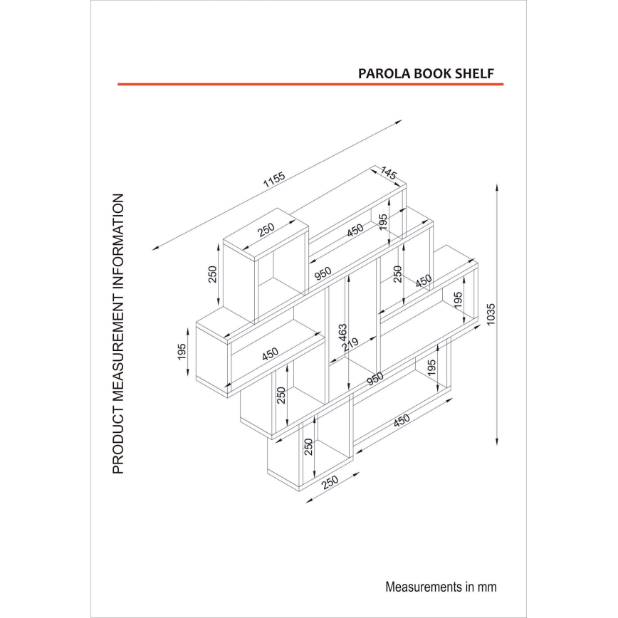 Wall shelf PAROLA 103,5x115,5 cm white