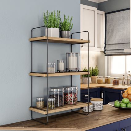 Wall shelf PULALIS 66x40 cm brown/black