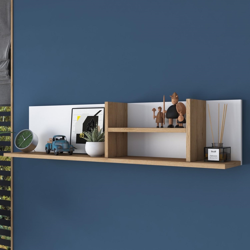 Wall shelf RANI 120x25 cm beige/white