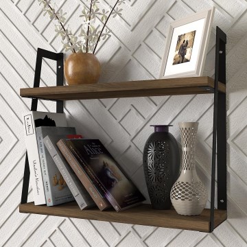 Wall shelf STELLA 40,2x45,4 cm brown/black