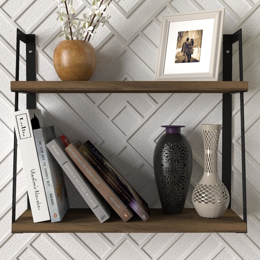 Wall shelf STELLA 40,2x45,4 cm brown/black