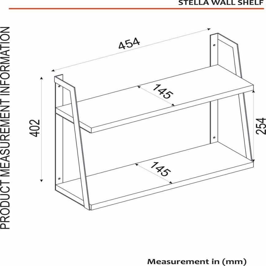 Wall shelf STELLA 40,2x45,4 cm brown/black