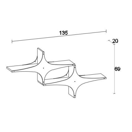 Wall shelf SUSEN 69x135 cm white/black