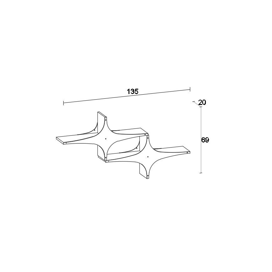 Wall shelf SUSEN 69x135 cm white/black