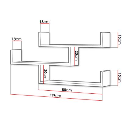 Wall shelf TRIO 55x119 cm grey