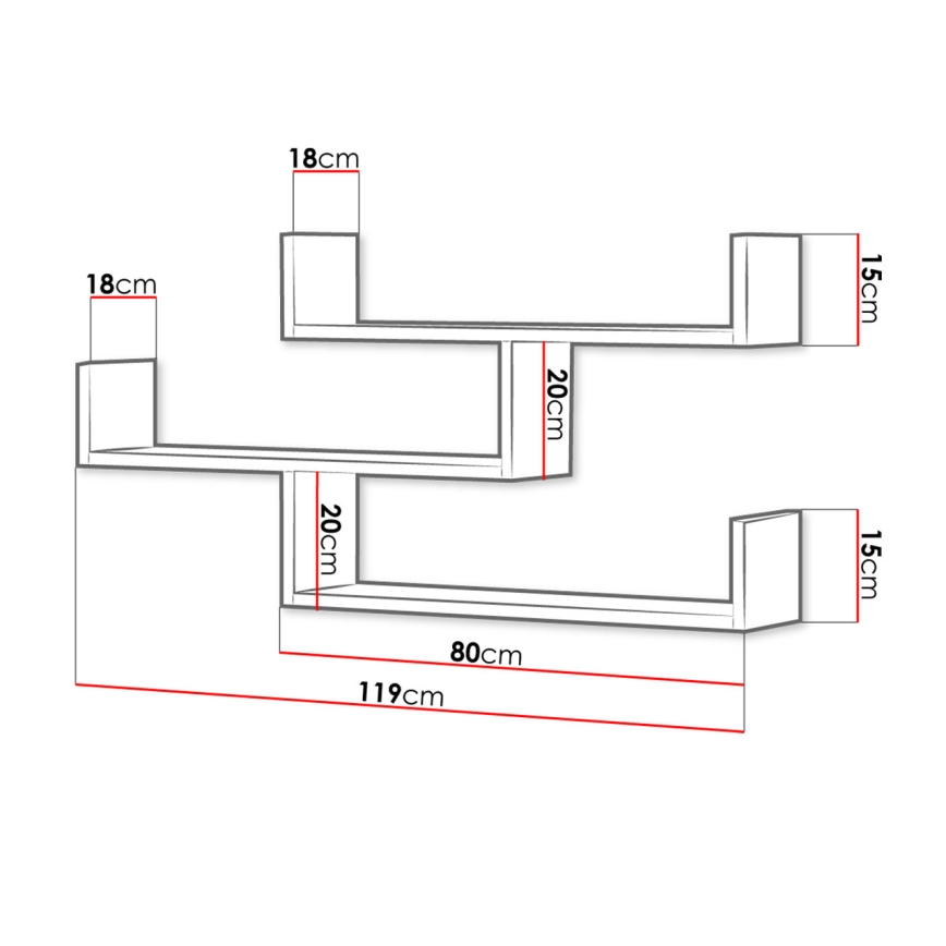 Wall shelf TRIO 55x119 cm grey