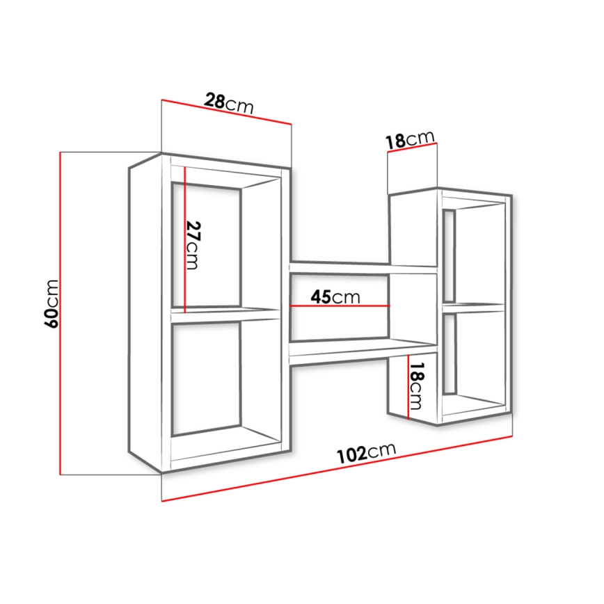 Wall shelf TRIO 60x102 cm white