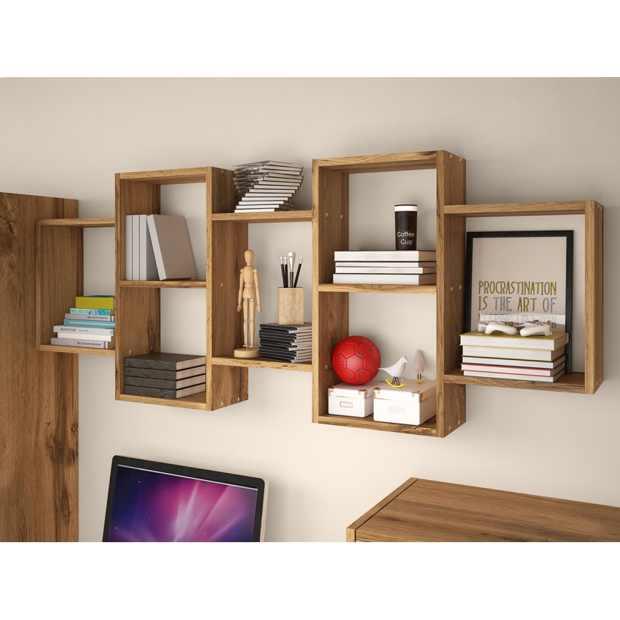 Wall shelf TRIO 65x161 cm oak wotan