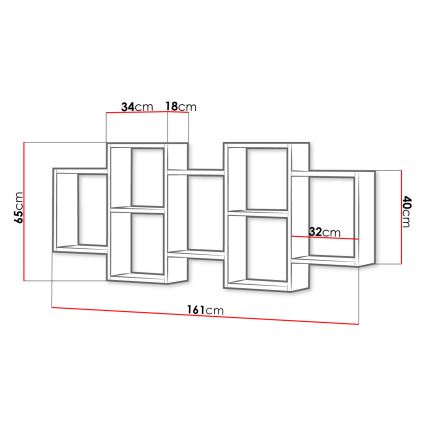Wall shelf TRIO 65x161 cm oak wotan