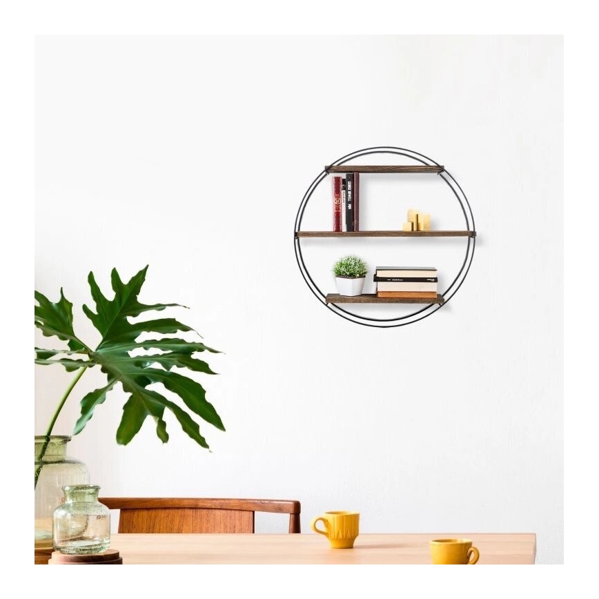 Wall shelf TULIPA 60x15 cm spruce/black