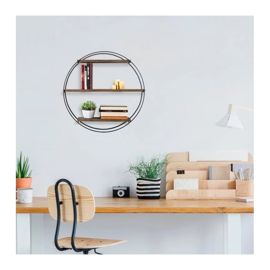Wall shelf TULIPA 60x15 cm spruce/black