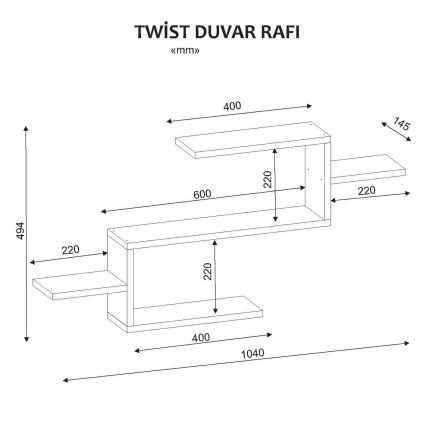 Wall shelf TWIST 49,4x104 cm white