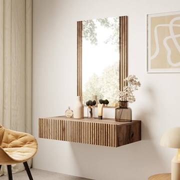 Wall shelf + wall mirror WITH oak wotan