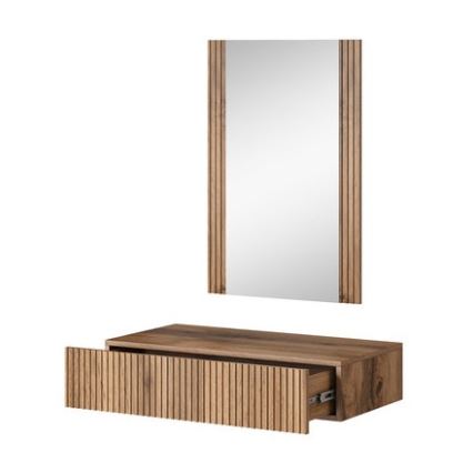 Wall shelf + wall mirror WITH oak wotan