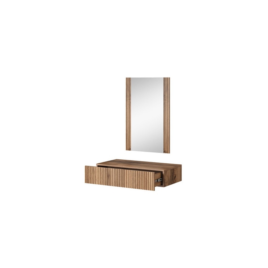 Wall shelf + wall mirror WITH oak wotan