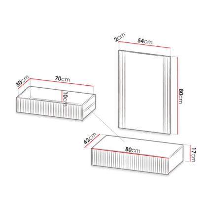 Wall shelf + wall mirror WITH oak wotan