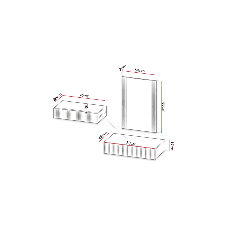 Wall shelf + wall mirror WITH oak wotan