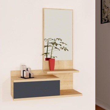 Wall shelf with a mirror ROZELLA 90x60 cm beige/anthracite
