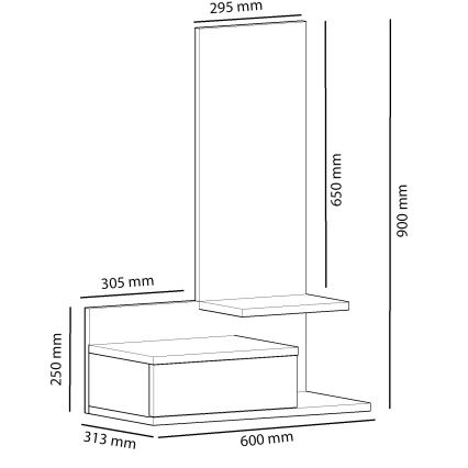 Wall shelf with a mirror ROZELLA 90x60 cm beige/anthracite