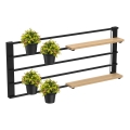 Wall shelf with flowerpots and LED lighting SHELF 50x118 cm black/beige/pine