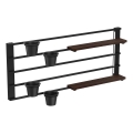 Wall shelf with flowerpots and LED lighting SHELF 50x118 cm black/brown/pine