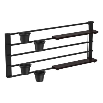 Wall shelf with flowerpots and LED lighting SHELF 50x118 cm black/pine