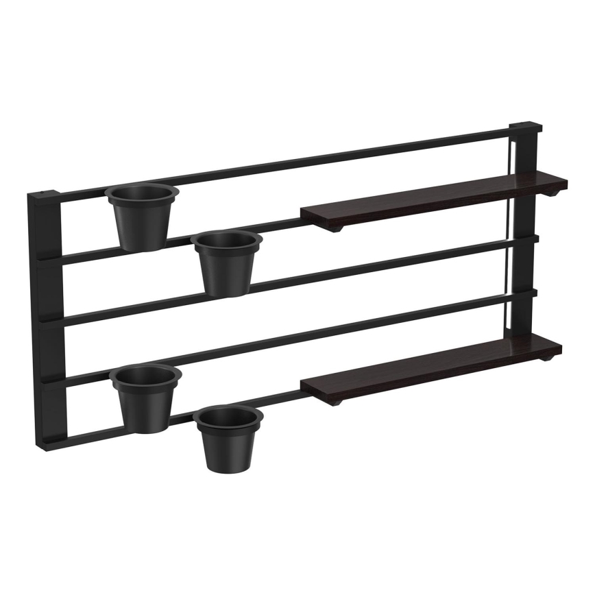 Wall shelf with flowerpots and LED lighting SHELF 50x118 cm black/pine