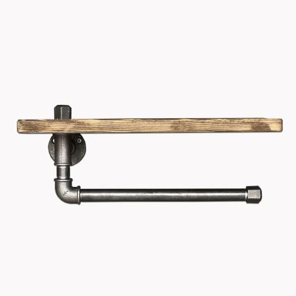 Wall shelf with towel holder BORURAF 16x40 cm spruce/black
