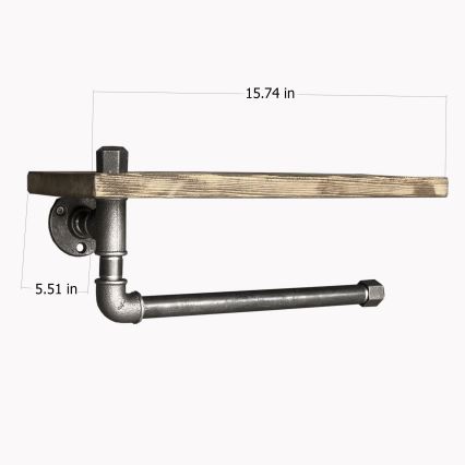 Wall shelf with towel holder BORURAF 16x40 cm spruce/black