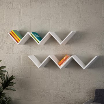 Wall shelf ZIG ZAG 24,5x129 cm white