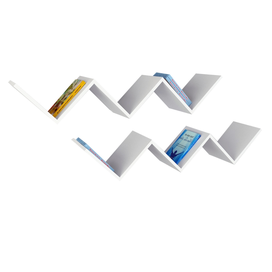 Wall shelf ZIG ZAG 24,5x129 cm white