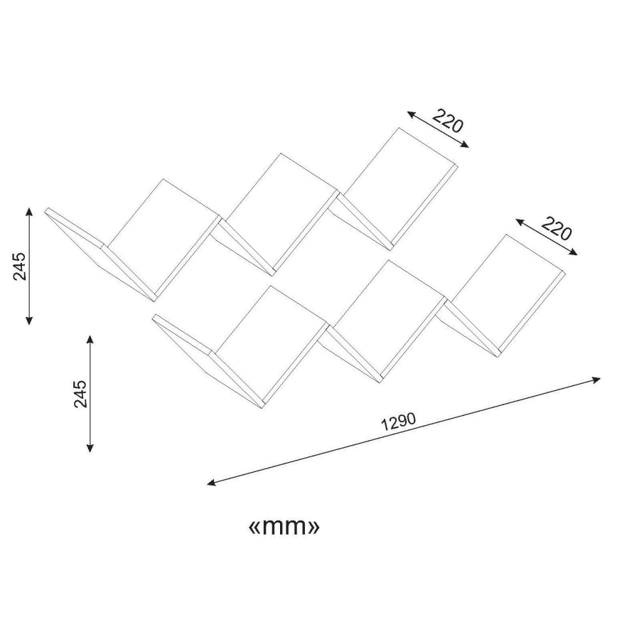 Wall shelf ZIG ZAG 24,5x129 cm white