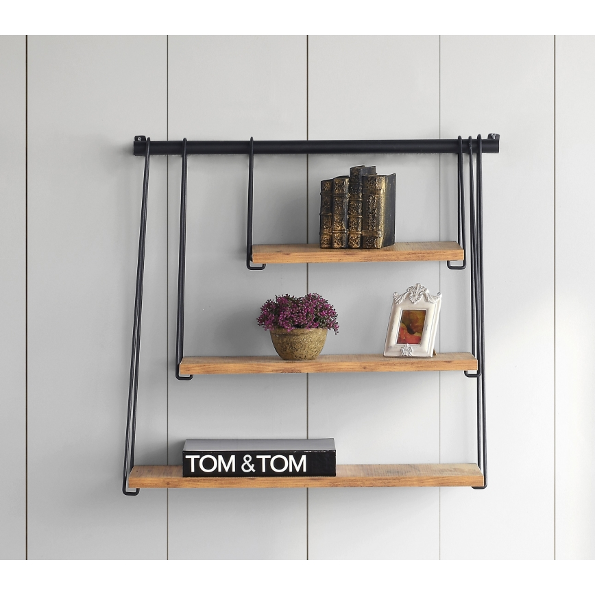 Wall shelf ZIHON 63,5x60 cm black/brown