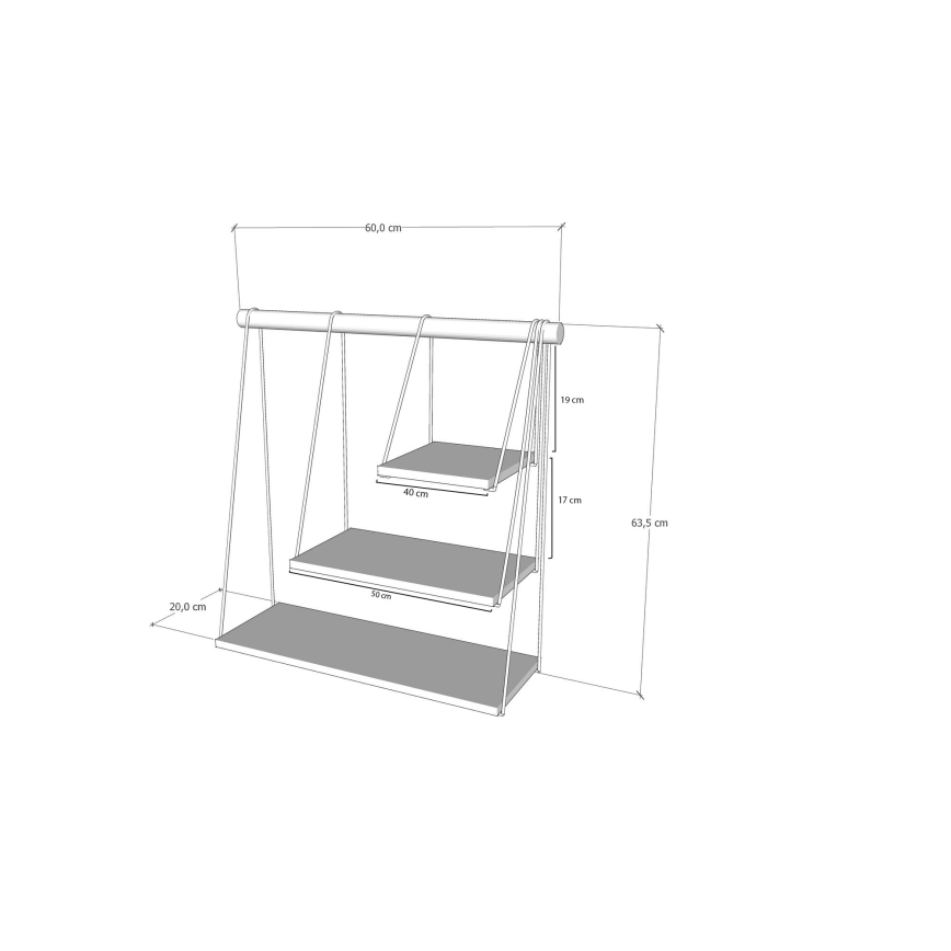Wall shelf ZIHON 63,5x60 cm black/brown