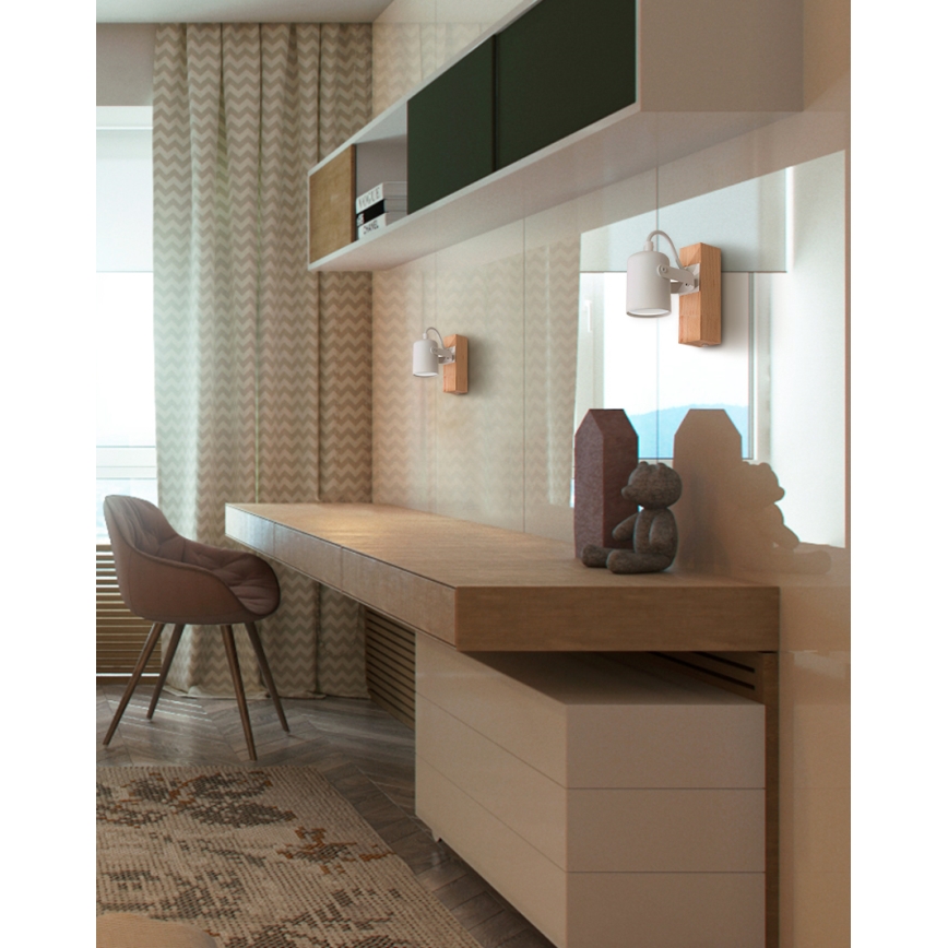 Wall spotlight 1xGU10/50W/230V beech/white