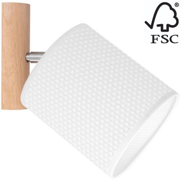 Wall spotlight BENITA 1xE27/25W/230V white/oak – FSC certified