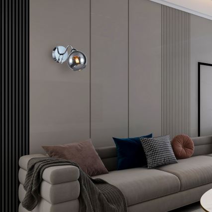 Wall spotlight CONNOR 1xE27/15W/230V shiny chrome/grey