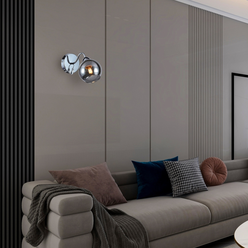 Wall spotlight CONNOR 1xE27/15W/230V shiny chrome/grey