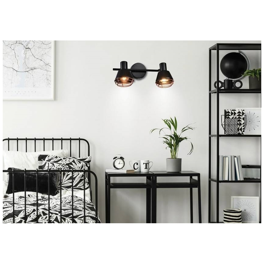 Wall spotlight NERIA 2xE14/40W/230V black/copper