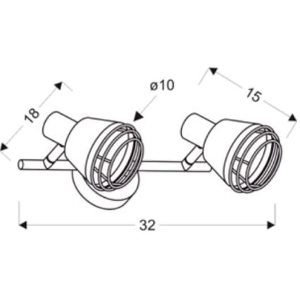 Wall spotlight NERIA 2xE14/40W/230V black/copper