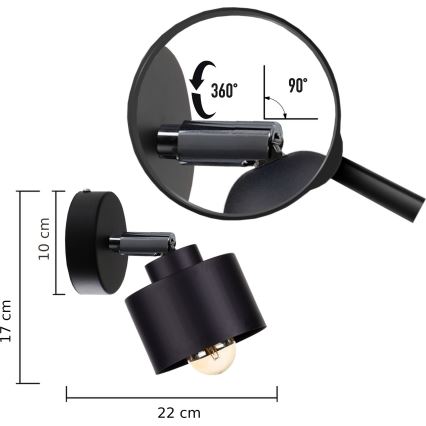 Wall spotlight SIMPLY BLACK 1xE27/60W/230V