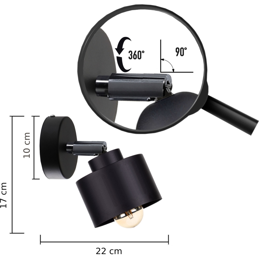 Wall spotlight SIMPLY BLACK 1xE27/60W/230V
