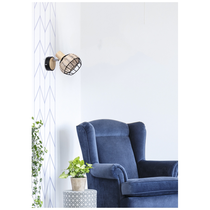 Wall spotlight TAJGA 1xE14/40W/230V rattan/black