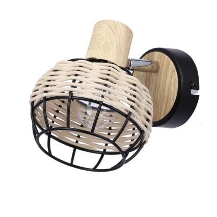 Wall spotlight TAJGA 1xE14/40W/230V rattan/black