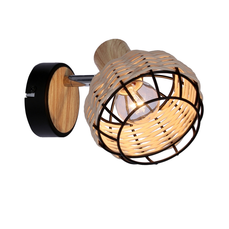 Wall spotlight TAJGA 1xE14/40W/230V rattan/black