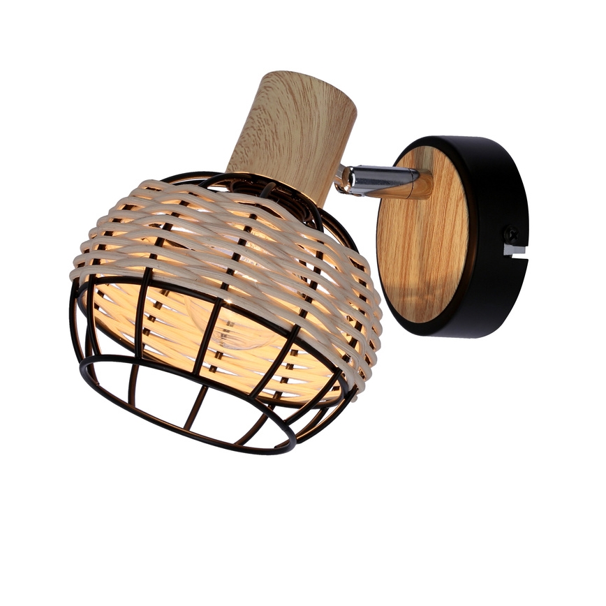 Wall spotlight TAJGA 1xE14/40W/230V rattan/black