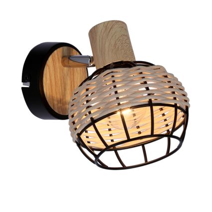 Wall spotlight TAJGA 1xE14/40W/230V rattan/black