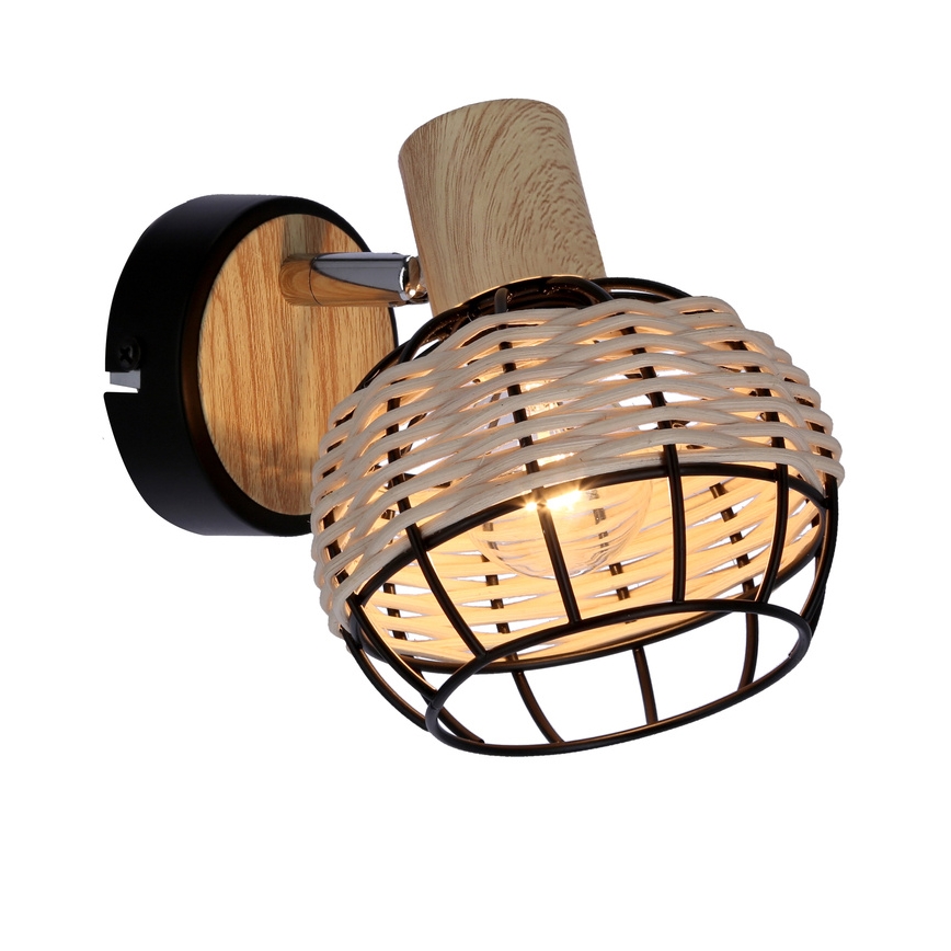 Wall spotlight TAJGA 1xE14/40W/230V rattan/black