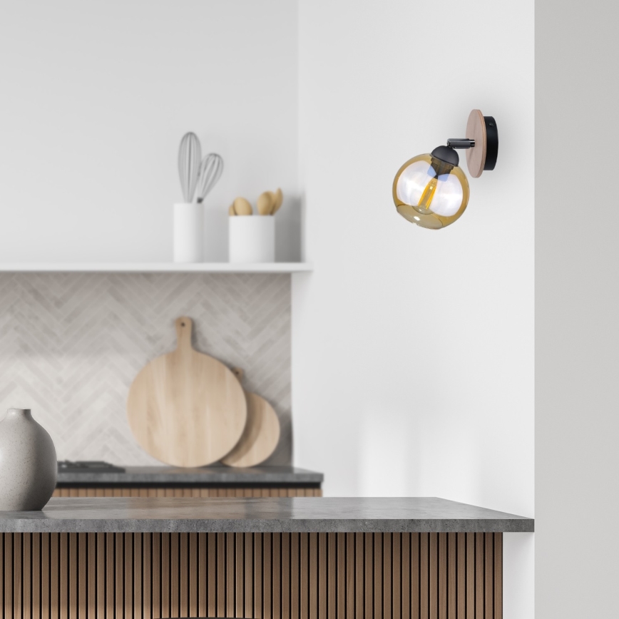 Wall spotlight THEA WOOD 1xE27/60W/230V